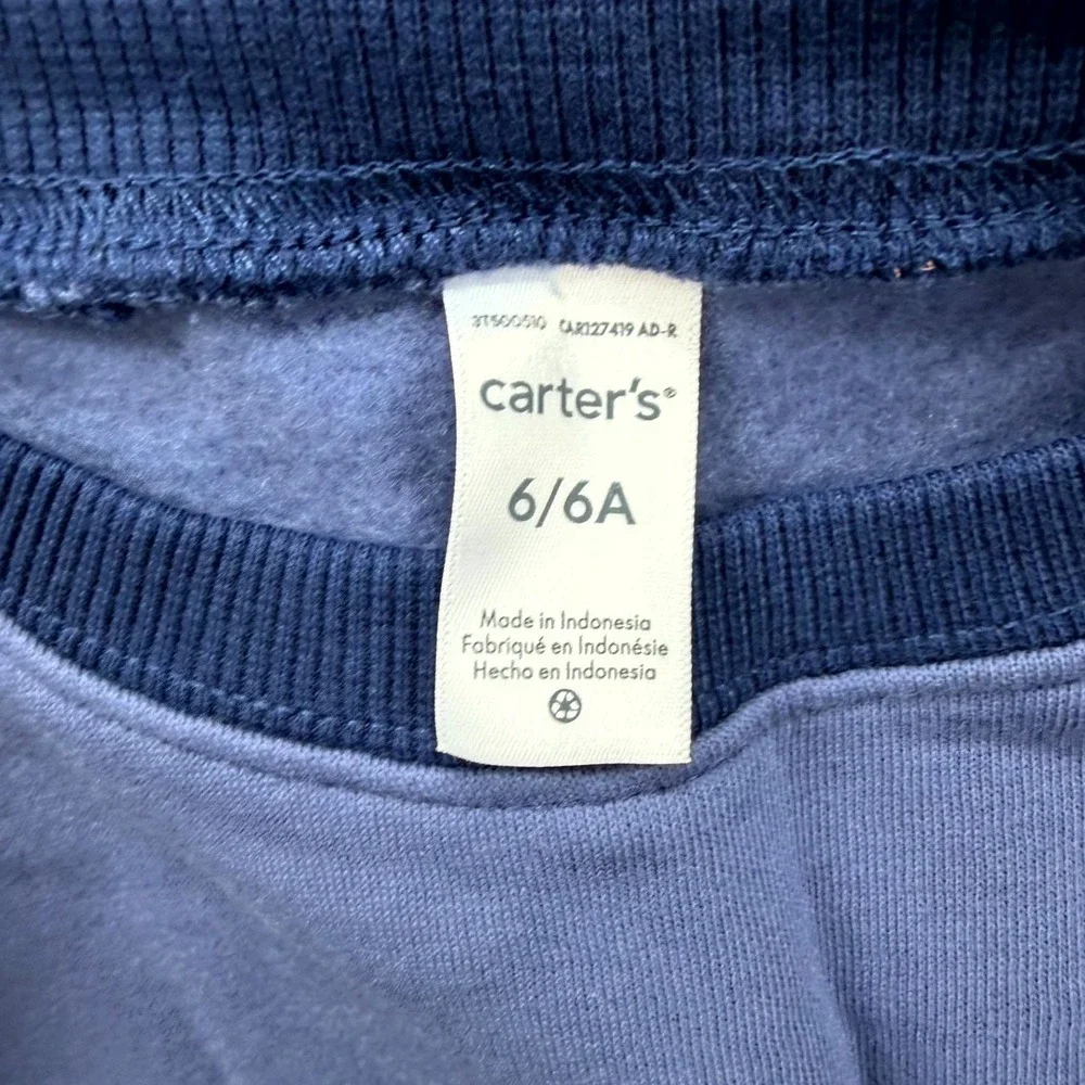 Carters Sweatshirt Toddler Boys 6/6A‎ Blue Varsity Div. 28 Preppy Round Neck NEW